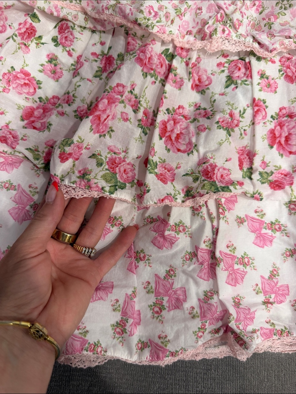 American Girl Doll and LoveShackFancy Girls Pink Floral Tiered Dress 4T - Picture 6 of 11